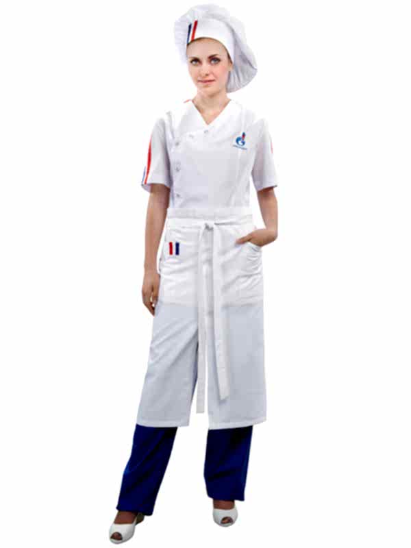 Костюм повара женский: блуза БП-2-10, брюки БРЖ-1-1, фартук Ф-30-4-2