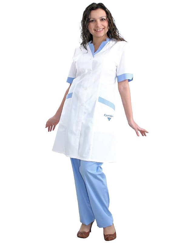 Костюм женский медсестры: халат укороченный ХЖУ-1-12, брюки БРЖ-1-1