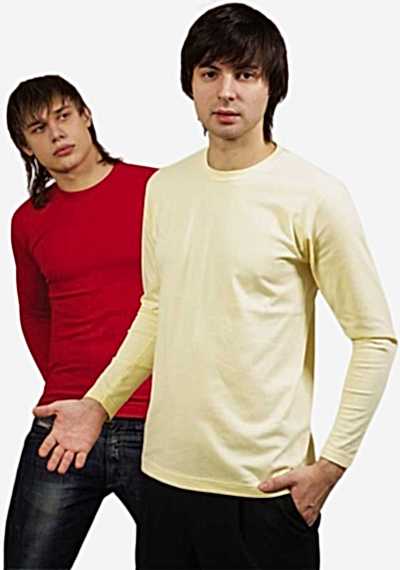 Футболки, круглый ворот, длинный рукав - 100% хлопок